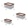 Contemporary Black and Walnut Metal and Wood Storage Basket Set of 3